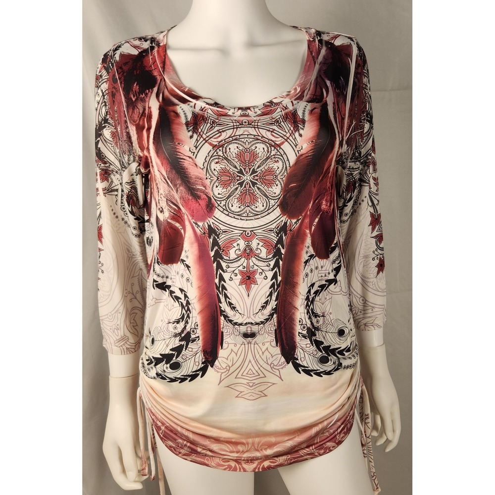 Wrangler Cowgirl Rodeo Embellished Cinched‑Side Tee Poly/Span Jersey L